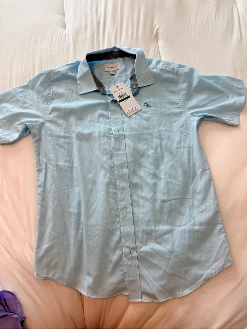Calvin Klein Light Blue Short Sleeve Button-Down Shirt